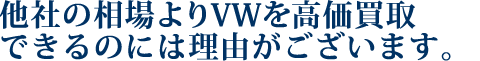 他社の相場よりフォルクスワーゲン(VW)を高価買取できるのには理由がございます。